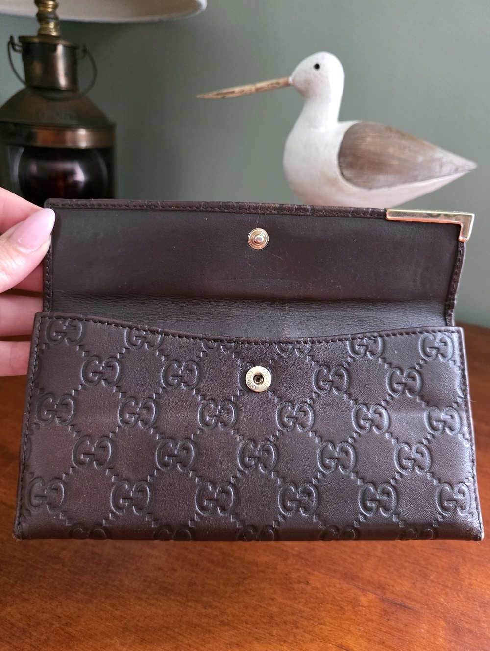 Gucci Guccissima Brown Leather Flap Wallet Gold Hardware COA - Picture 9 of 16